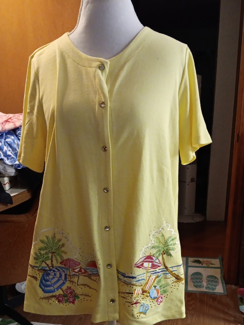 Quacker Factory Yellow S/s Tee Shirt/ Jacket.